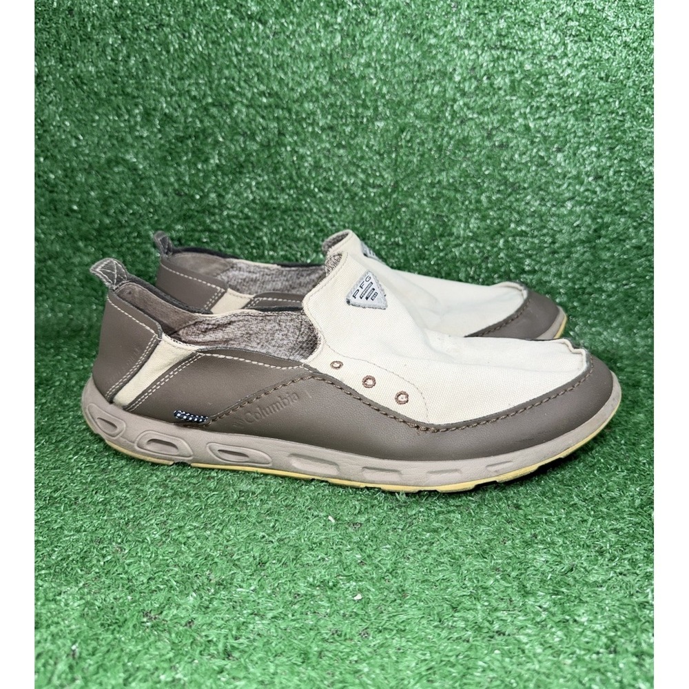 Columbia PFG Bahama Vent Techlite Tan Mens 11.5 Slip-On Shoes Omni-shield Canvas